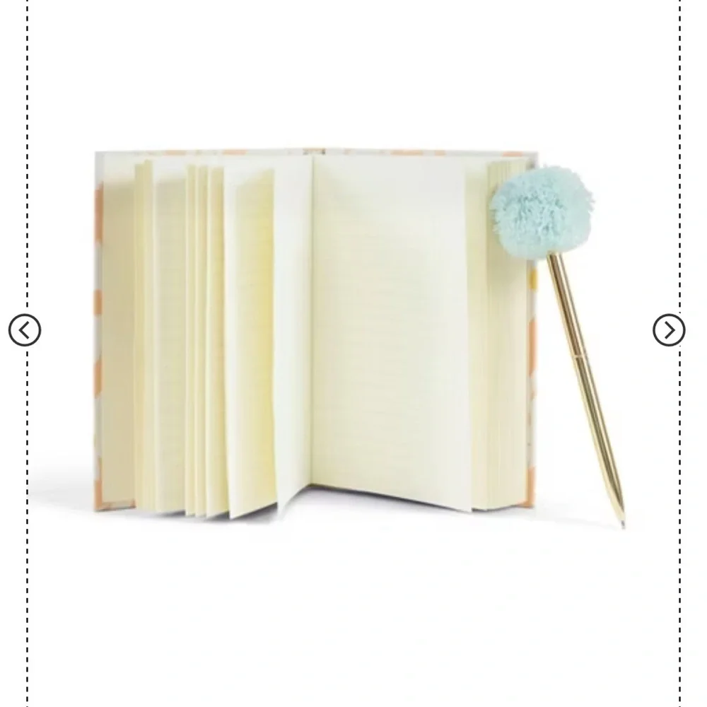 5”x7” Daisy Print Notebook and Pen Set with Pom Pom | Garven Hard Cover, 160 Pgs